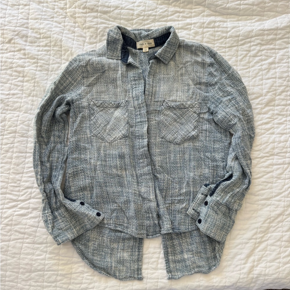 Cloth & Stone Textured Blue Shirt - 100% Cotton